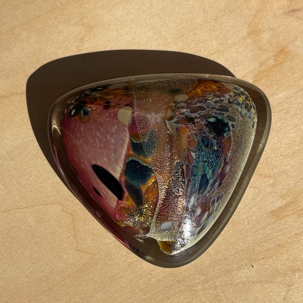 Signed Seattle Glassblowing Studio 2009 Freeform Blown Glass Paperweight